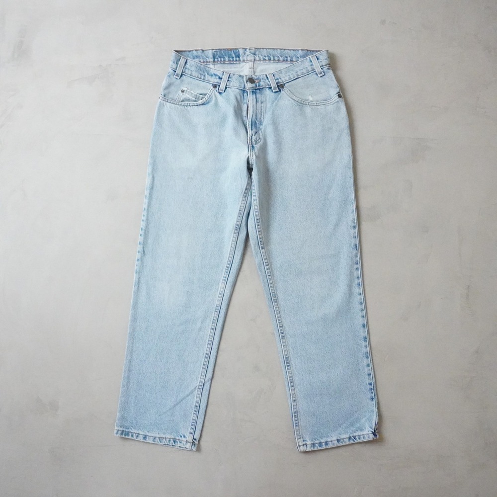 Vintage Levis 550 Jeans 32x27 90s Light Wash Relaxed Husky USA Made Orange Tab